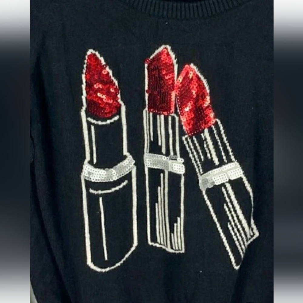 Plus Size ๐ค 4X Torrid Black sweater Lipstick Top Womens ๐ - Picture 2 of 3